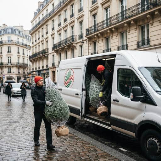 Livraison de sapin près de la gare Montparnasse, Paris 14e