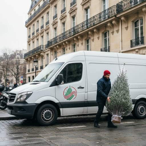 Livraison d'un sapin dans le 16e arrondissement de Paris