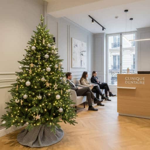 sapin dans une salle d attente clinique dentaire à paris 08