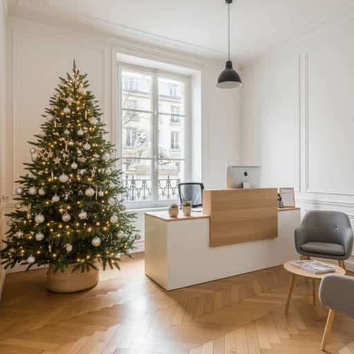 sapin de noel à l'accueil de l'entreprise kayeta prod à paris dans lme 12 ème