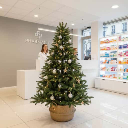 Un sapin à l'accueil d'une entreprise près de la place d'Italie à PAris 13