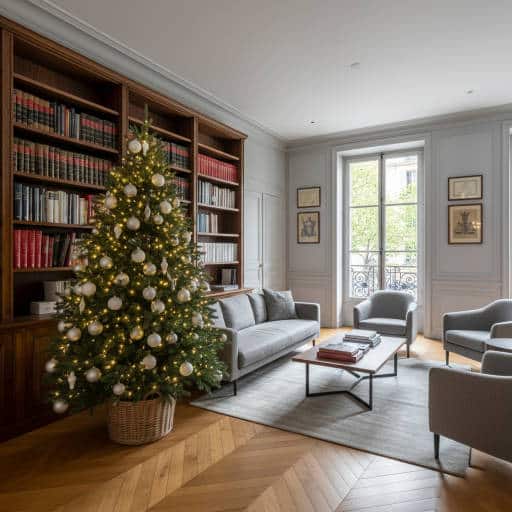 Un sapin à l'accueil d'une entreprise près de la place d'Italie à PAris 13