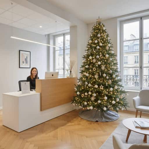Un sapin à l'accueil d'une entreprise près de la place d'Italie à PAris 13